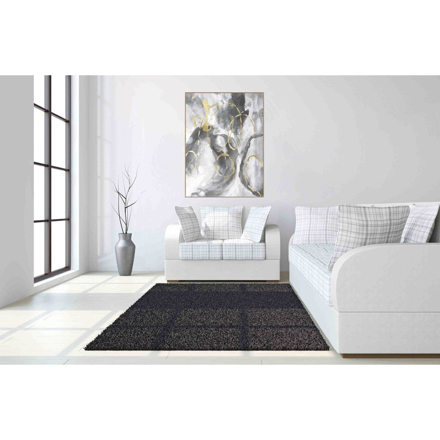 Classy Living Abstract Spiral 40x60 Frameless Glass Wall Art | Contemporary Gray White Gold | Living Room & Office Decor | 40 x 60 x 0.125 | Model SF1358