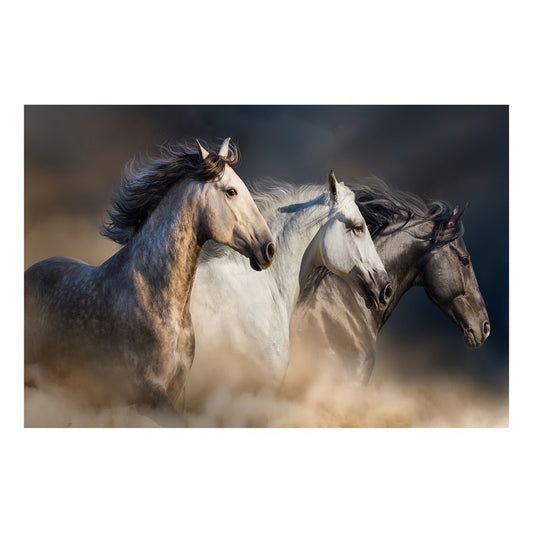 Classy Living Wild Stallion Trio 60x40in Glass Wall Art | Contemporary Frameless Tempered Glass | Living Room & Office Statement Piece | 60 | Model SF1376