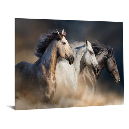 Classy Living Wild Stallion Trio 60x40in Glass Wall Art | Contemporary Frameless Tempered Glass | Living Room & Office Statement Piece | 60 | Model SF1376