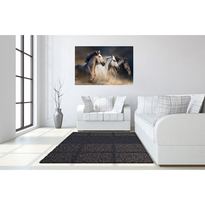 Classy Living Wild Stallion Trio 60x40in Glass Wall Art | Contemporary Frameless Tempered Glass | Living Room & Office Statement Piece | 60 | Model SF1376