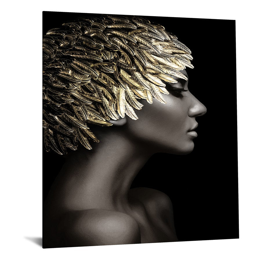 Classy Living Silent Gold 40x60in Frameless Glass Wall Art | Contemporary Black and Gold Paper on Tempered Glass | Living Room & Bedroom | Model SF1379