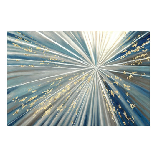 Classy Living Eclipse Burst 60in Wide Frameless Glass Wall Art | Blue Multicolor Contemporary Abstract | Living Room & Office Decor | 60 x | Model SF1381