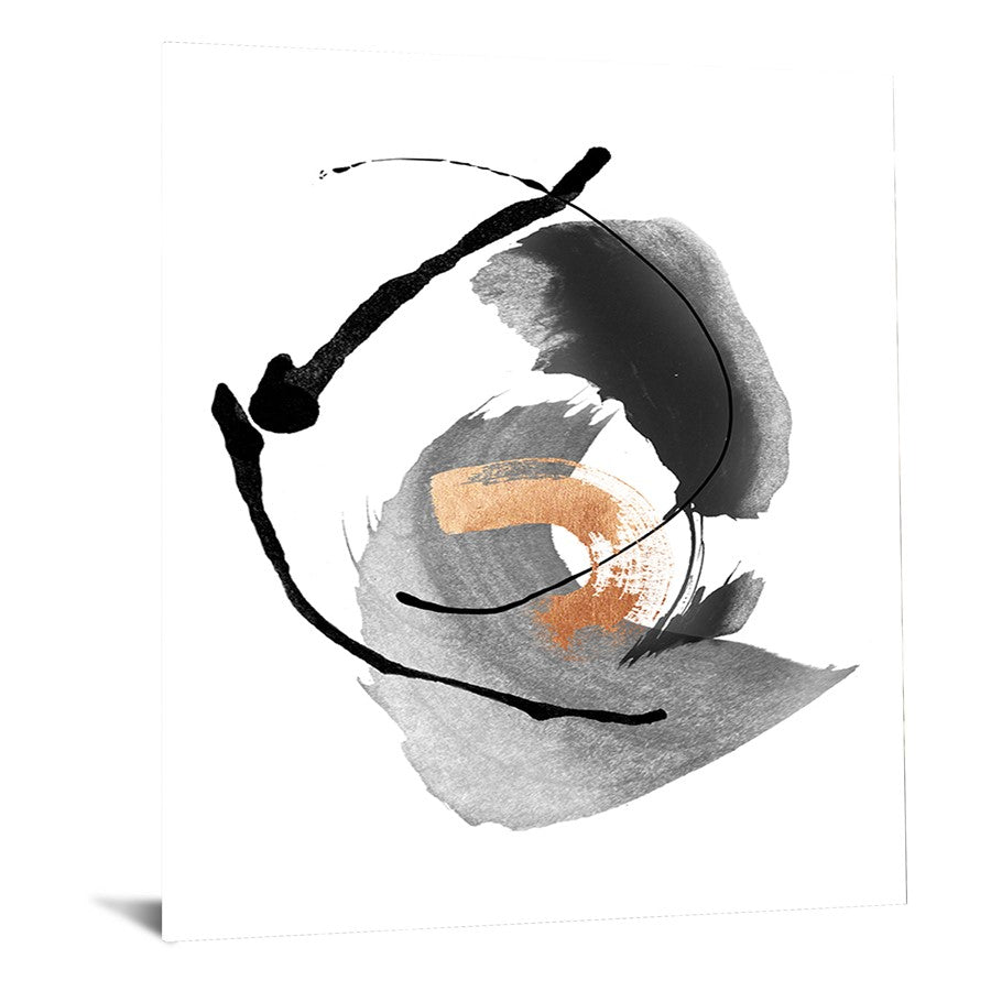 Classy Living Copper Pulse 40x60in Frameless Glass Wall Art | Contemporary Abstract with Copper Foil Accents | Living Room & Office Decor | Model SF1382