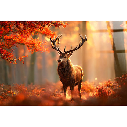 Classy Living Expansive Autumn Stag 40"x60", Amber/Brown/Orange