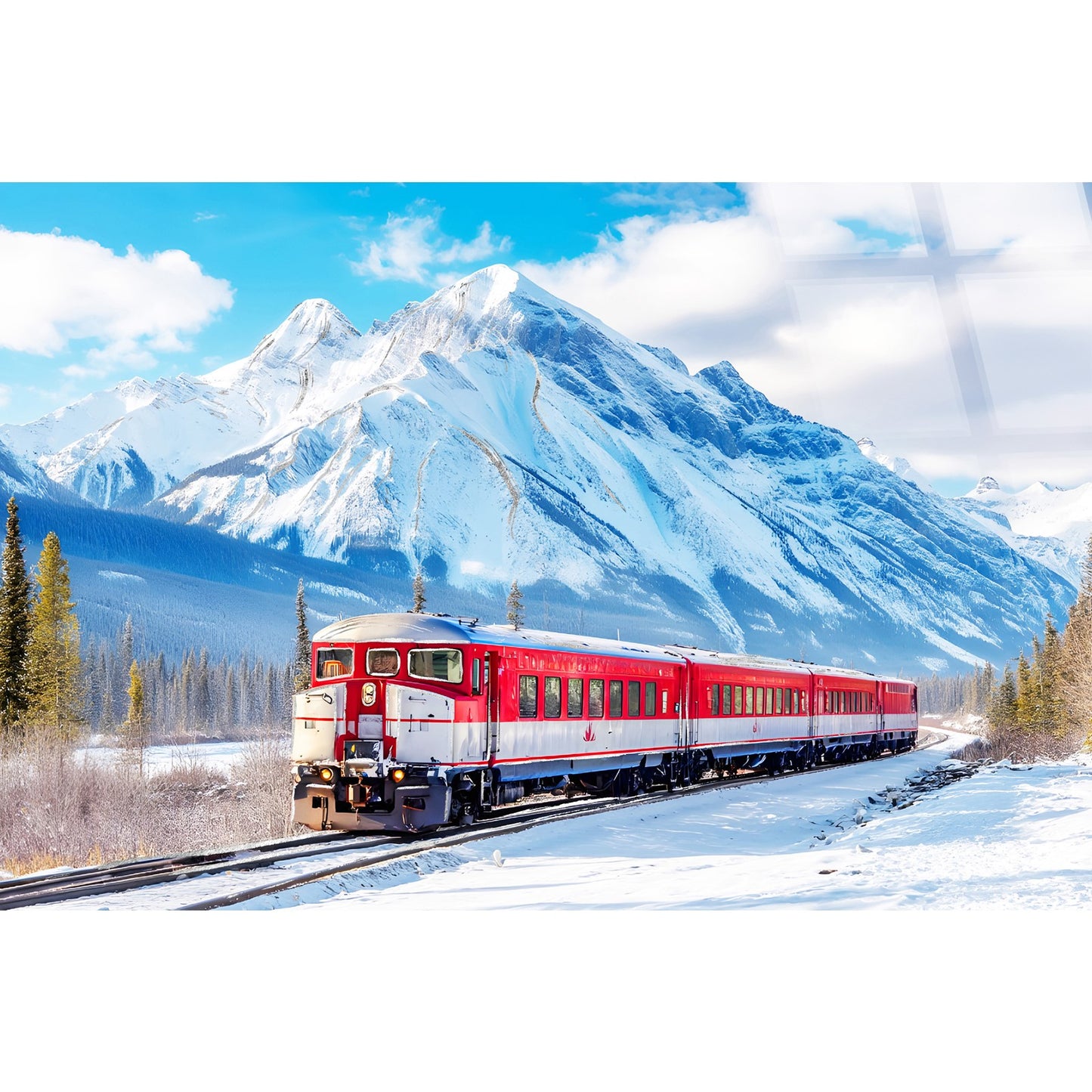 Classy Living Adventurous Winter Rail Passage 40"x60", Clear/Red/White