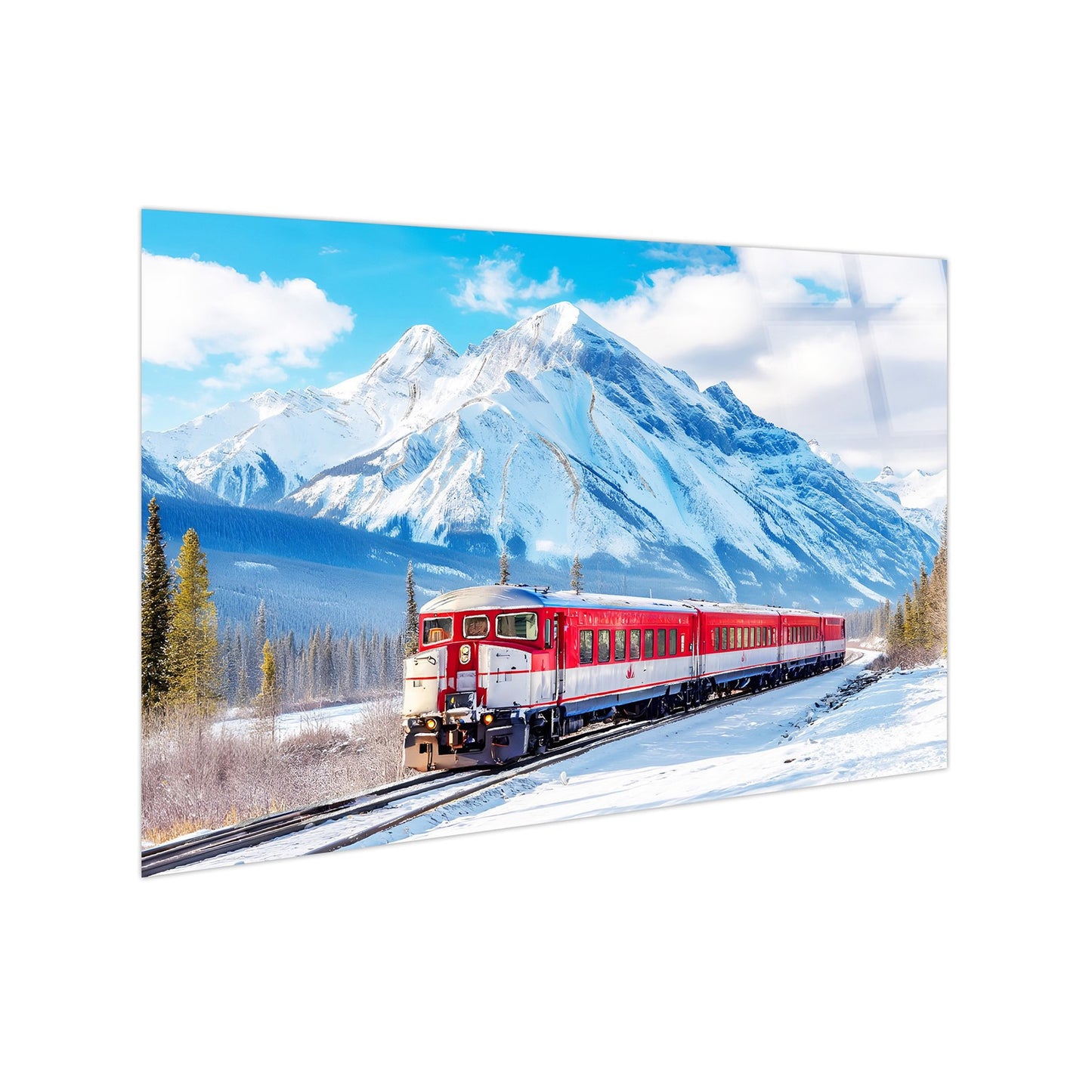 Classy Living Adventurous Winter Rail Passage 40"x60", Clear/Red/White