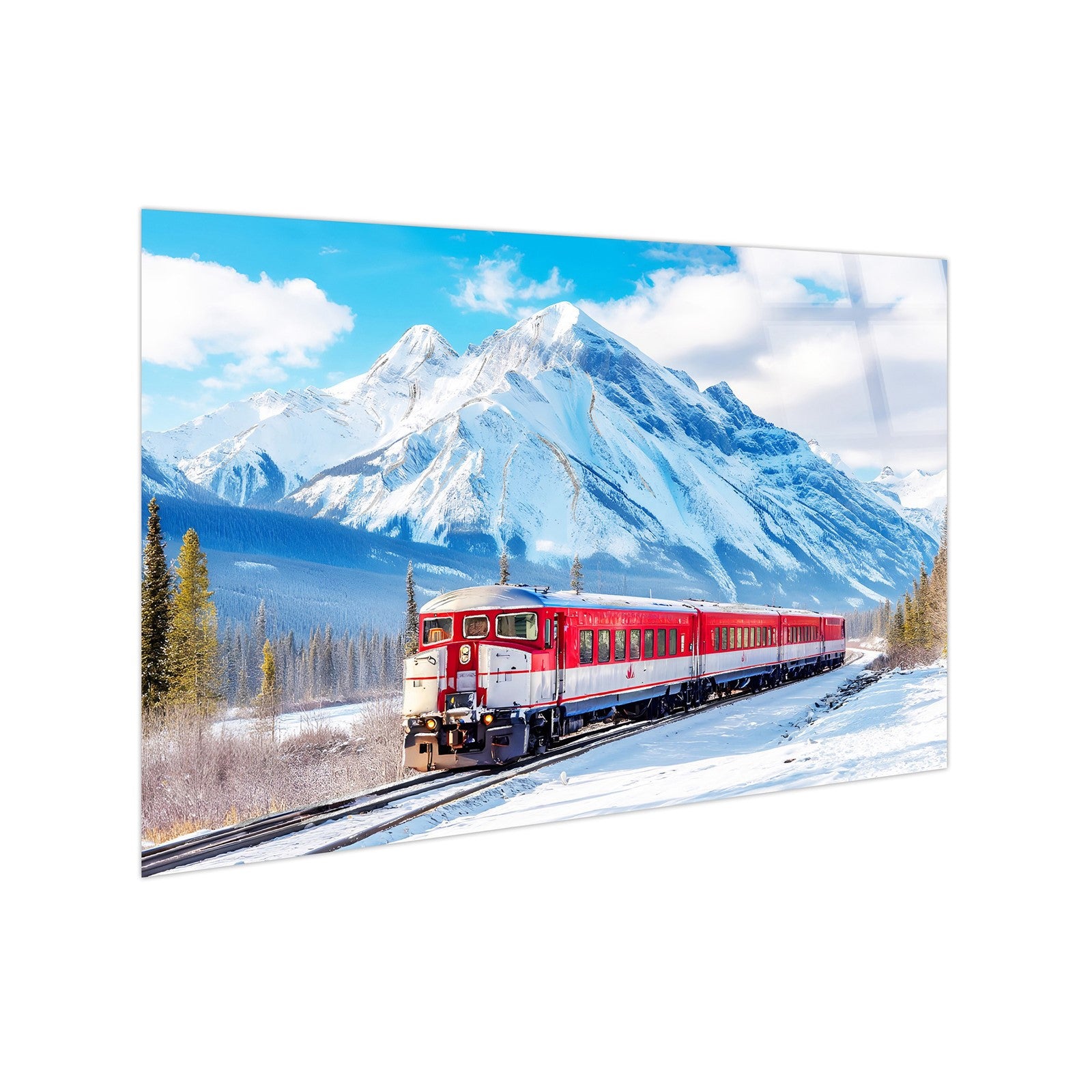 Classy Living Adventurous Winter Rail Passage 40"x60", Clear/Red/White