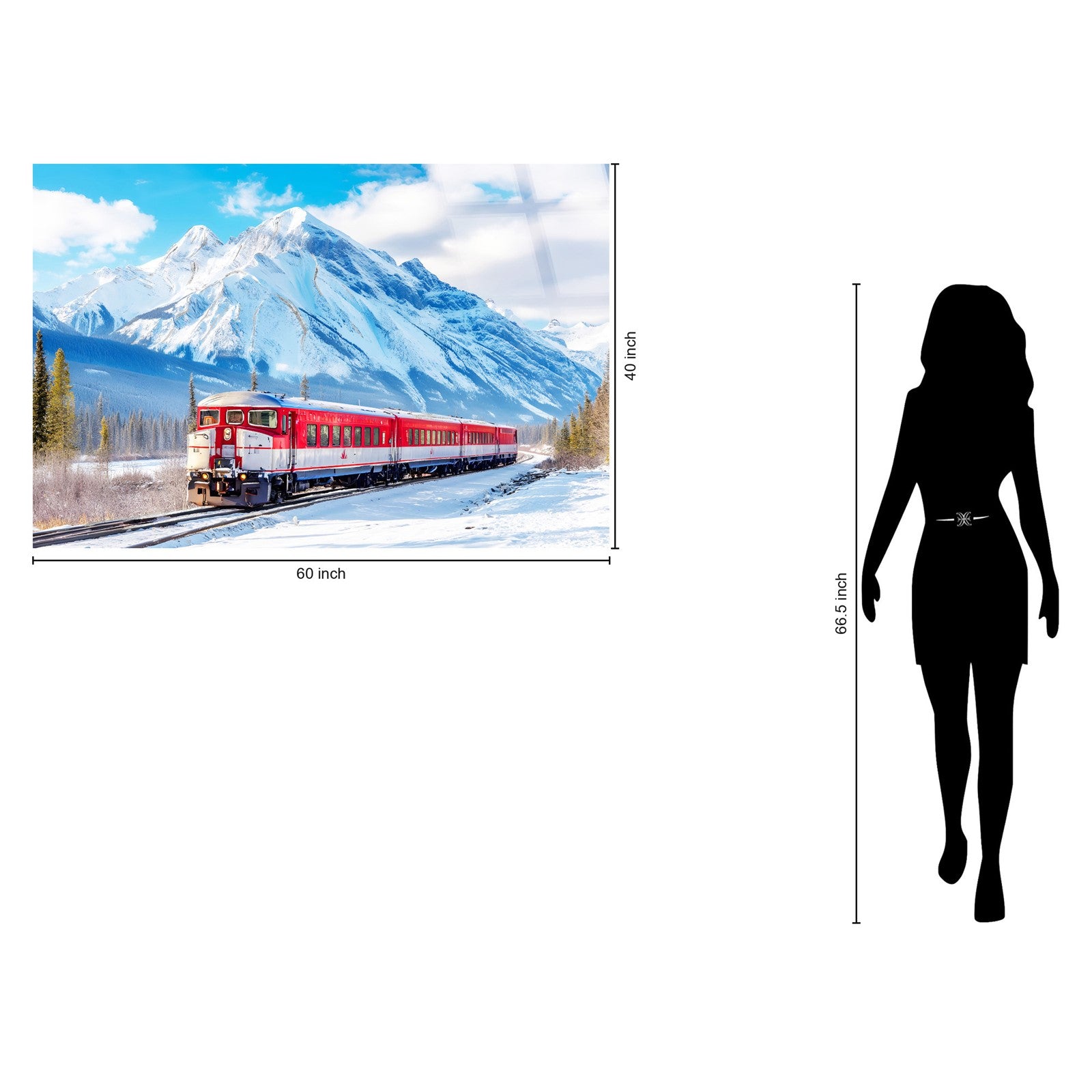 Classy Living Adventurous Winter Rail Passage 40"x60", Clear/Red/White