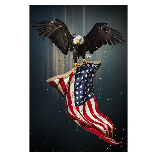 Classy Living Patriot 40x60in Frameless Glass Wall Art | Contemporary Multicolor Paper Art Under Glass | Living Room & Office Decor | 40 x | Model SF1395