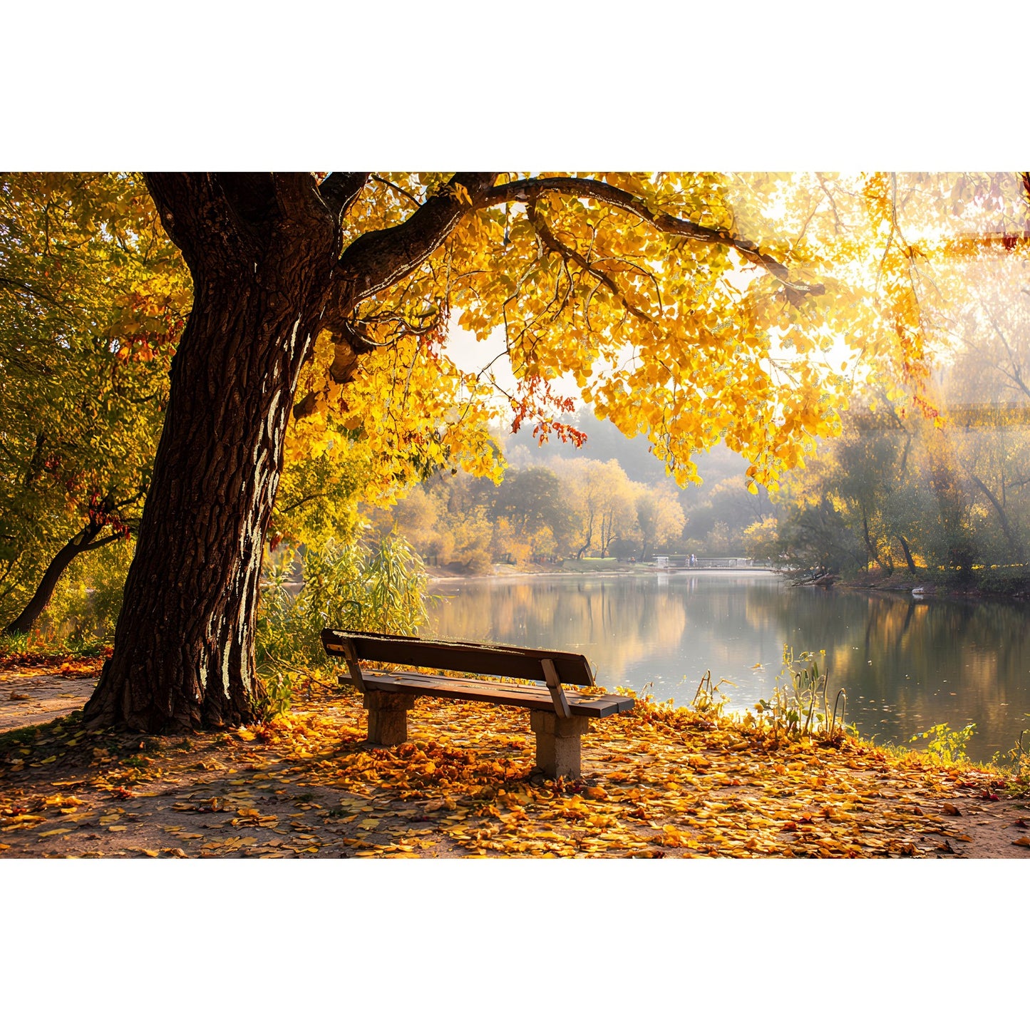 Classy Living Gilded Autumn Lakeside 40"x60", Gold/Brown/Gray