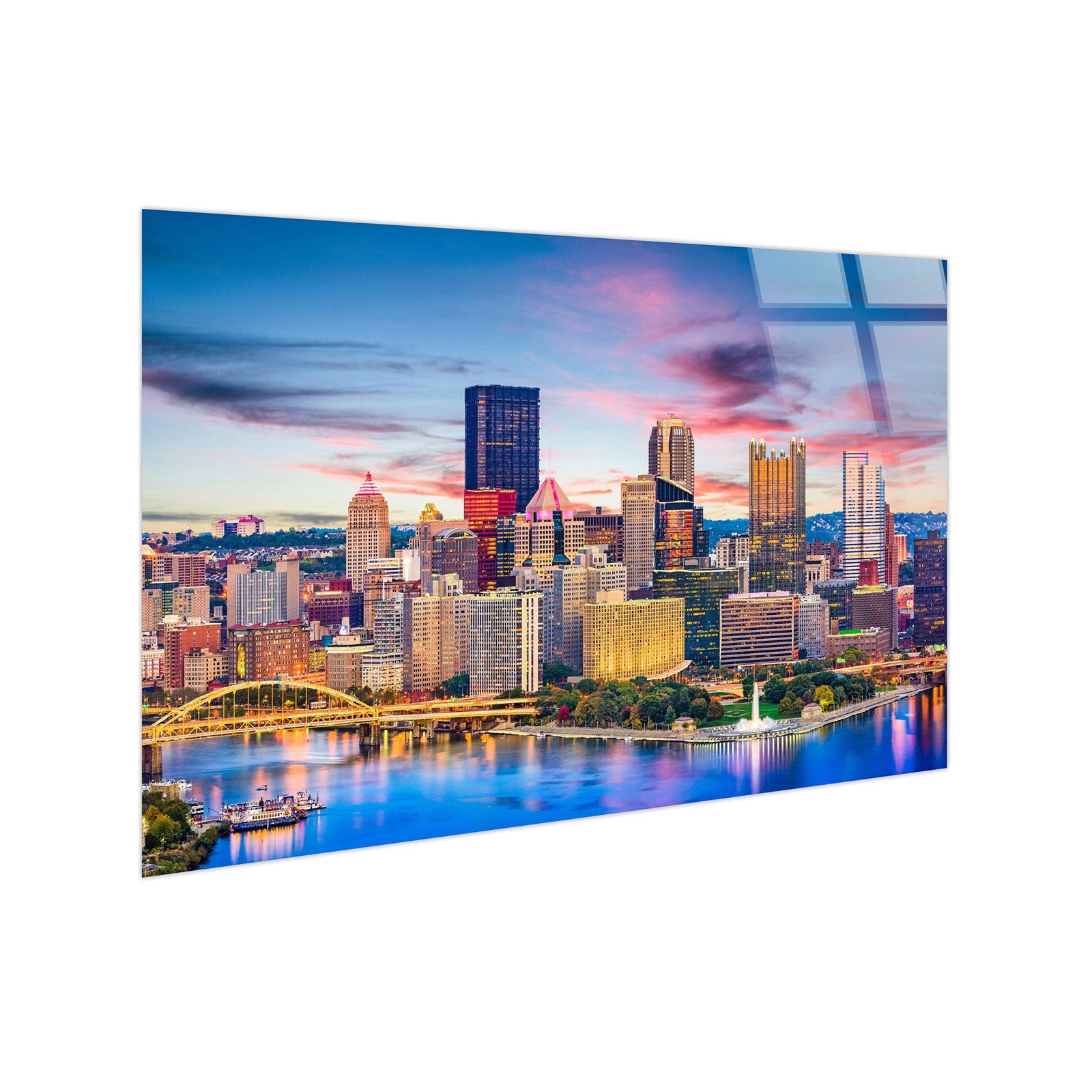 Classy Living Wonder Steel City Glow 40"x60" Tempered, Blue/Pink/Gold