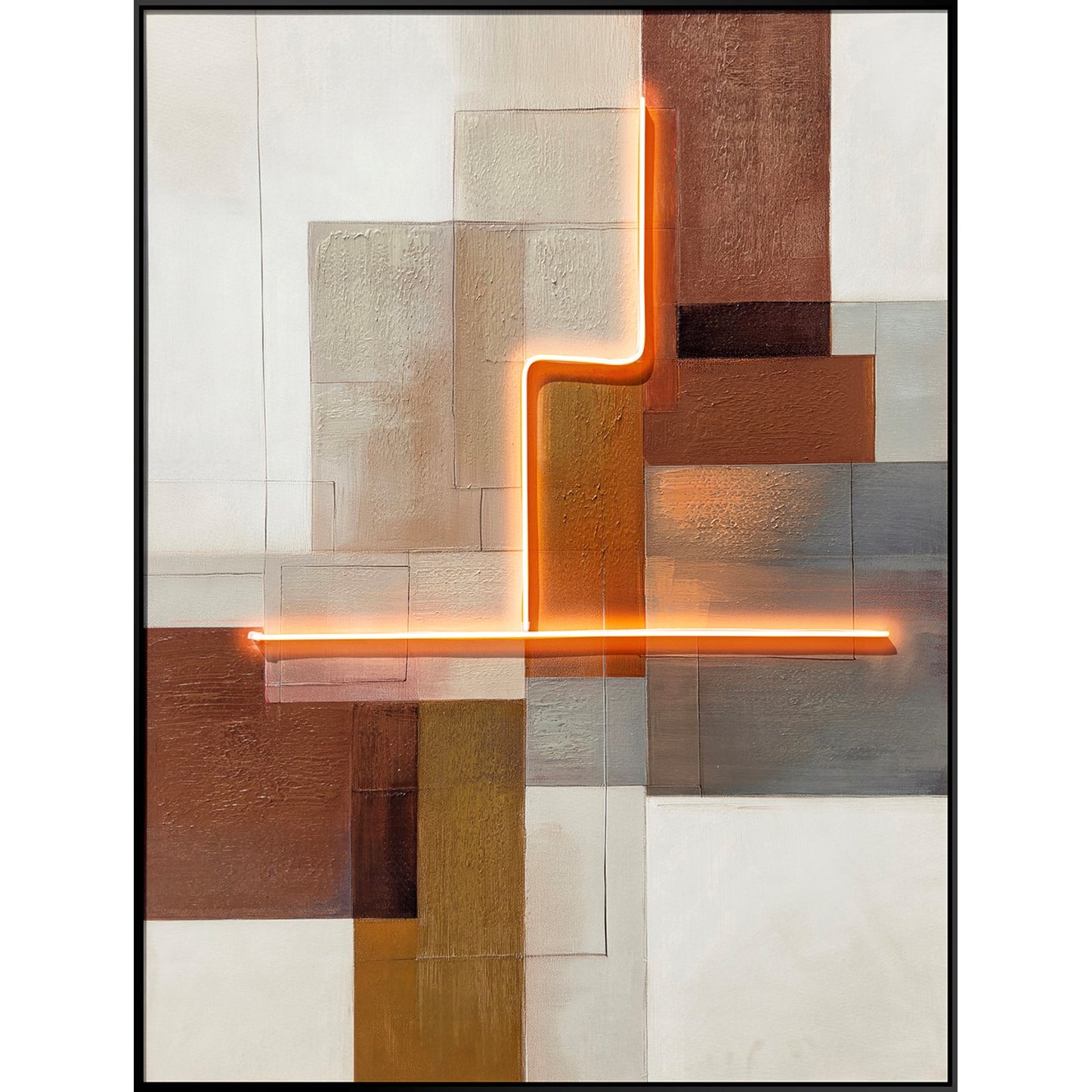 Classy Living Luminous Luminous Grid III 47"x35" Black, Black/Orange Glow