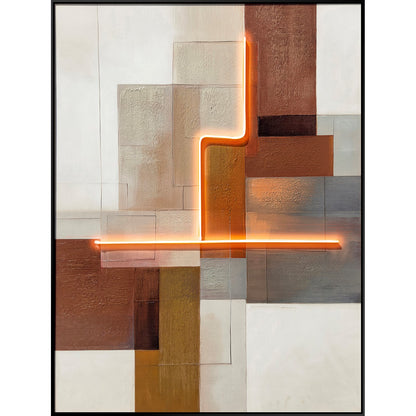 Classy Living Luminous Luminous Grid III 47"x35" Black, Black/Orange Glow