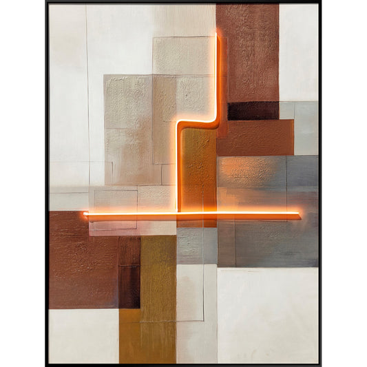 Classy Living Luminous Luminous Grid III 47"x35" Black, Black/Orange Glow