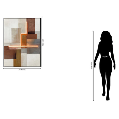 Classy Living Luminous Luminous Grid III 47"x35" Black, Black/Orange Glow