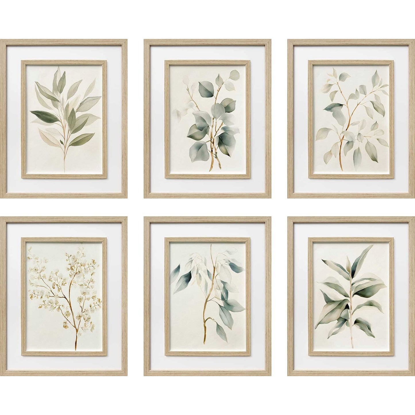 Classy Living Poetic Quiet Botanical 48"x60" Print, Beige/Green/White