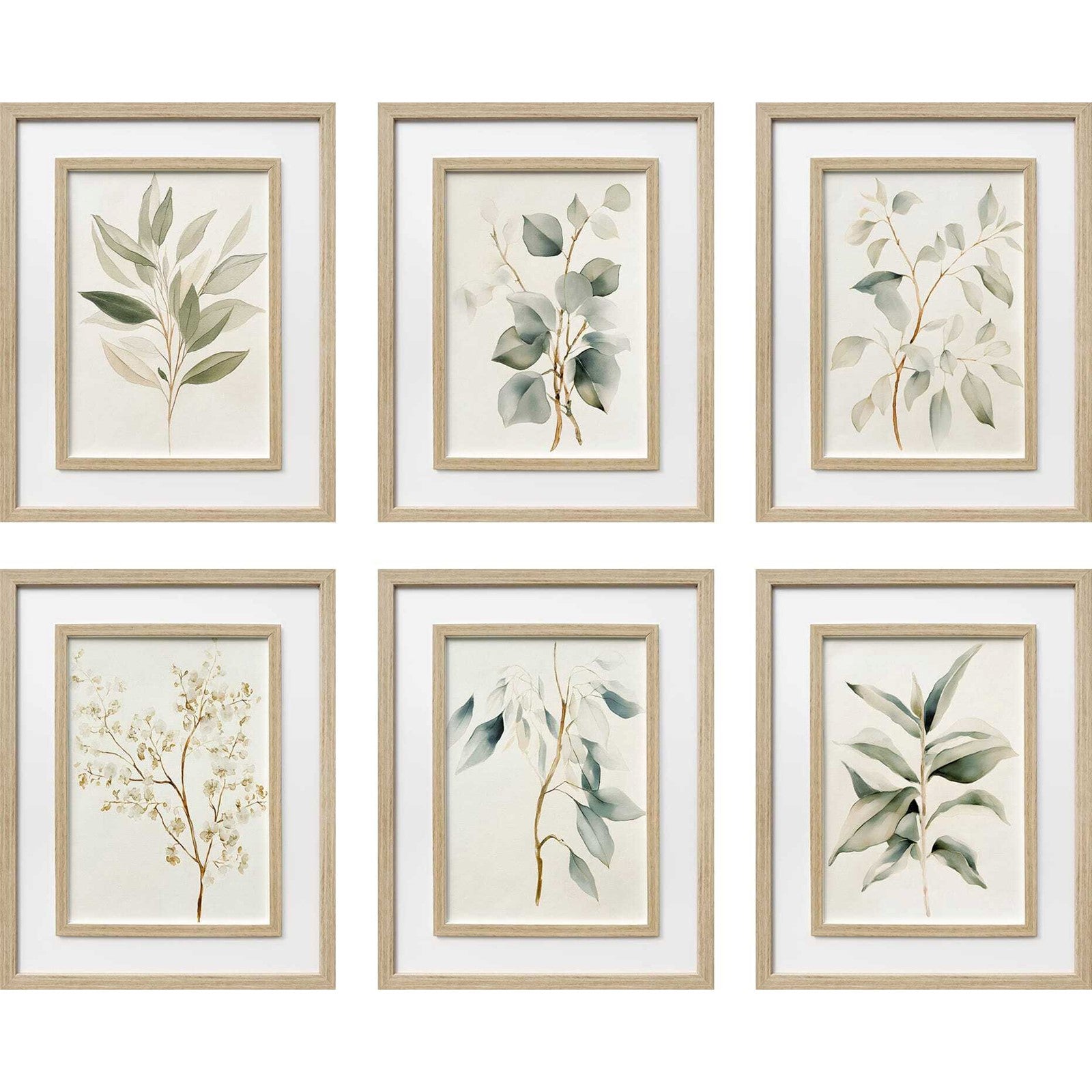 Classy Living Poetic Quiet Botanical 48"x60" Print, Beige/Green/White