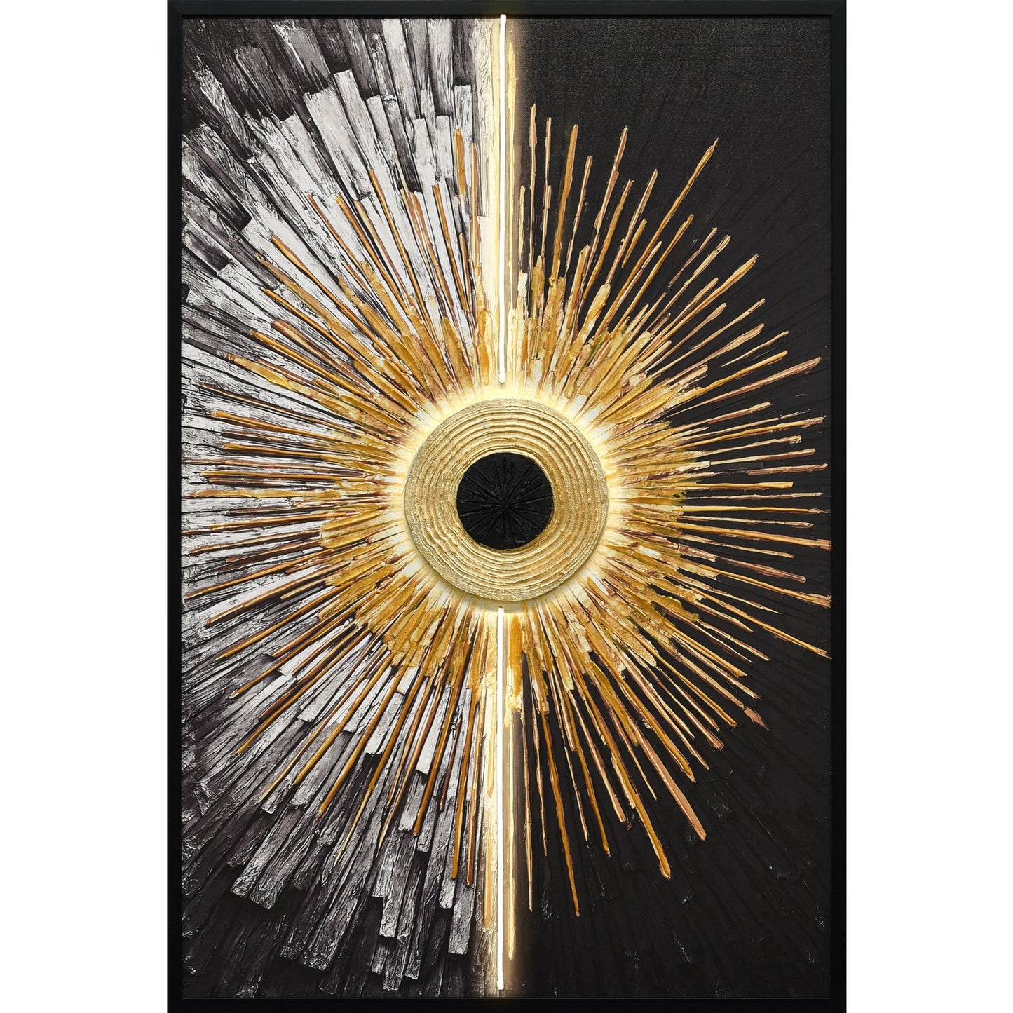 Classy Living Dramatic Solar Divide 48"x33", Black/White/Gold
