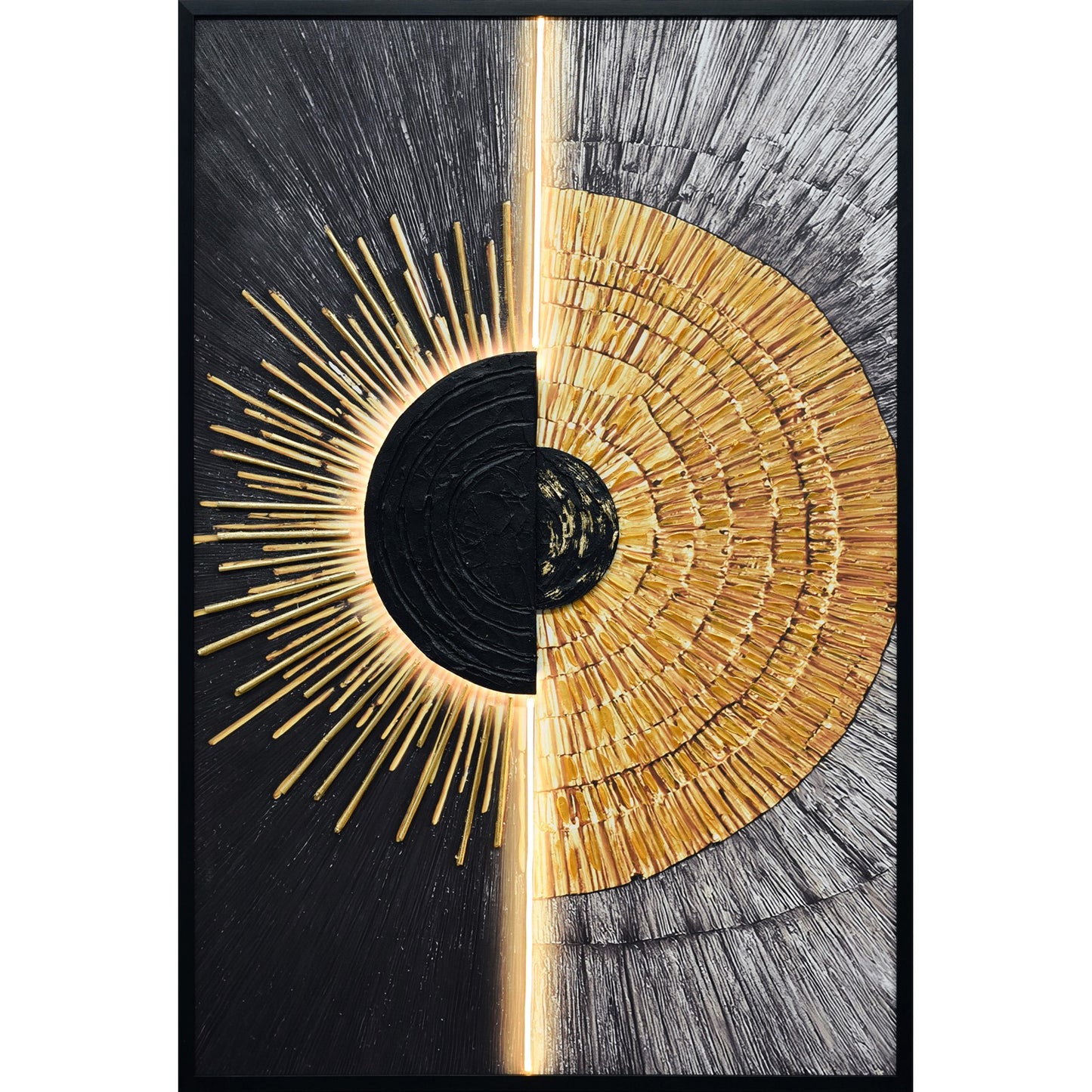 Classy Living Dramatic Solar Divide II 48"x33", Black/Gold/Silver