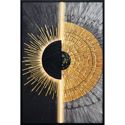 Classy Living Dramatic Solar Divide II 48"x33", Black/Gold/Silver