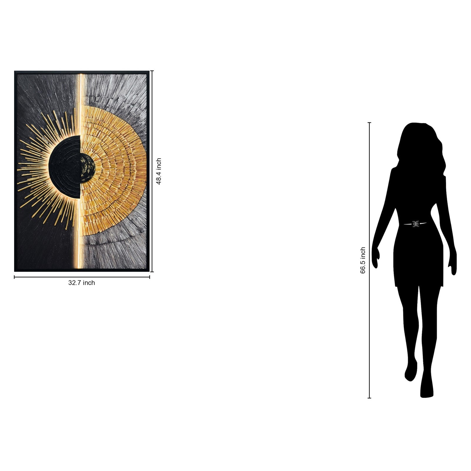 Classy Living Dramatic Solar Divide II 48"x33", Black/Gold/Silver