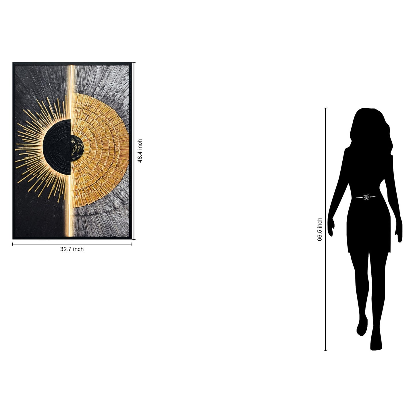 Classy Living Dramatic Solar Divide II 48"x33", Black/Gold/Silver