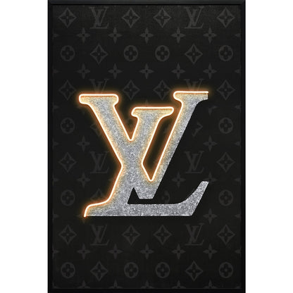 Classy Living Dramatic Luminous Monogram 48"x33", Black/Silver