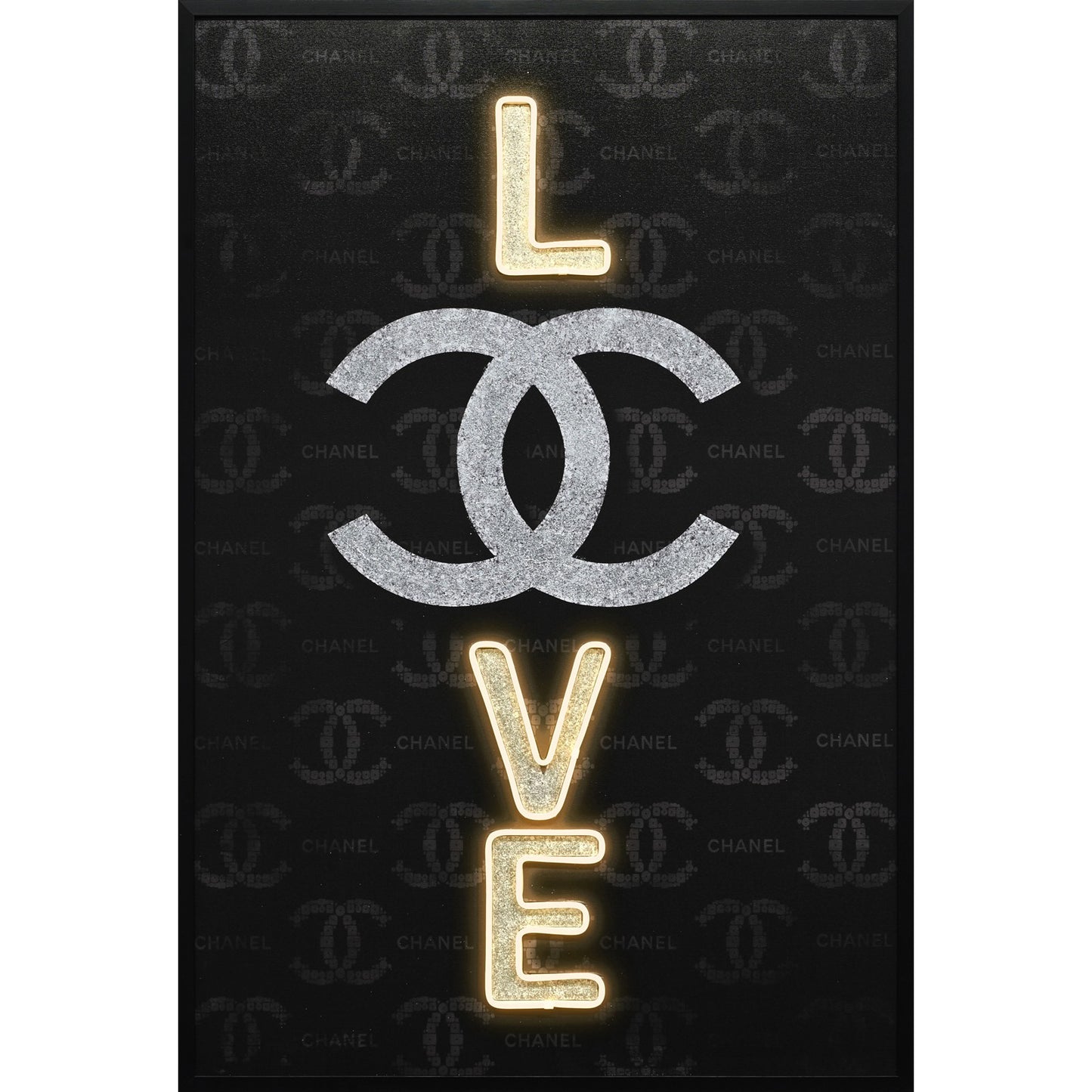 Classy Living Dramatic Noir Love 48"x33", Black/Silver/Gold