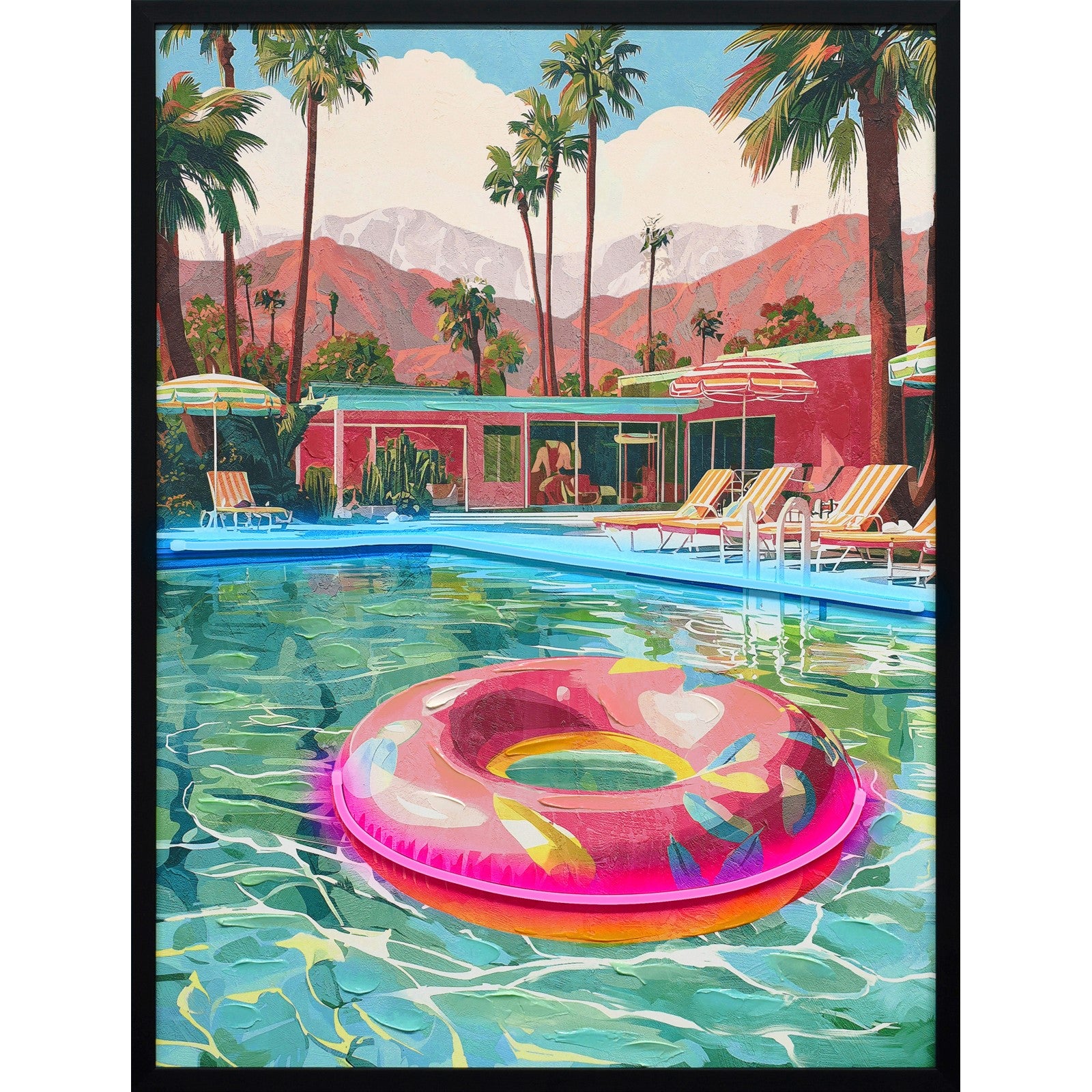 Classy Living Vibrant Poolside Escape, Black/Pink/Turquoise/Coral/Green