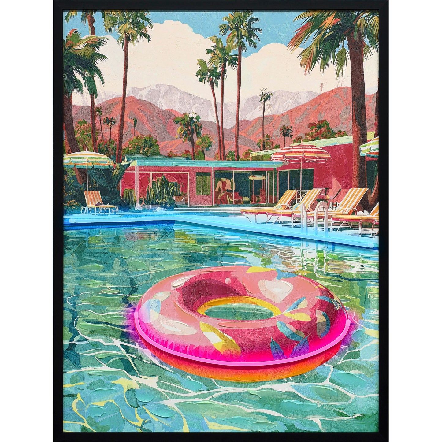 Classy Living Vibrant Poolside Escape, Black/Pink/Turquoise/Coral/Green