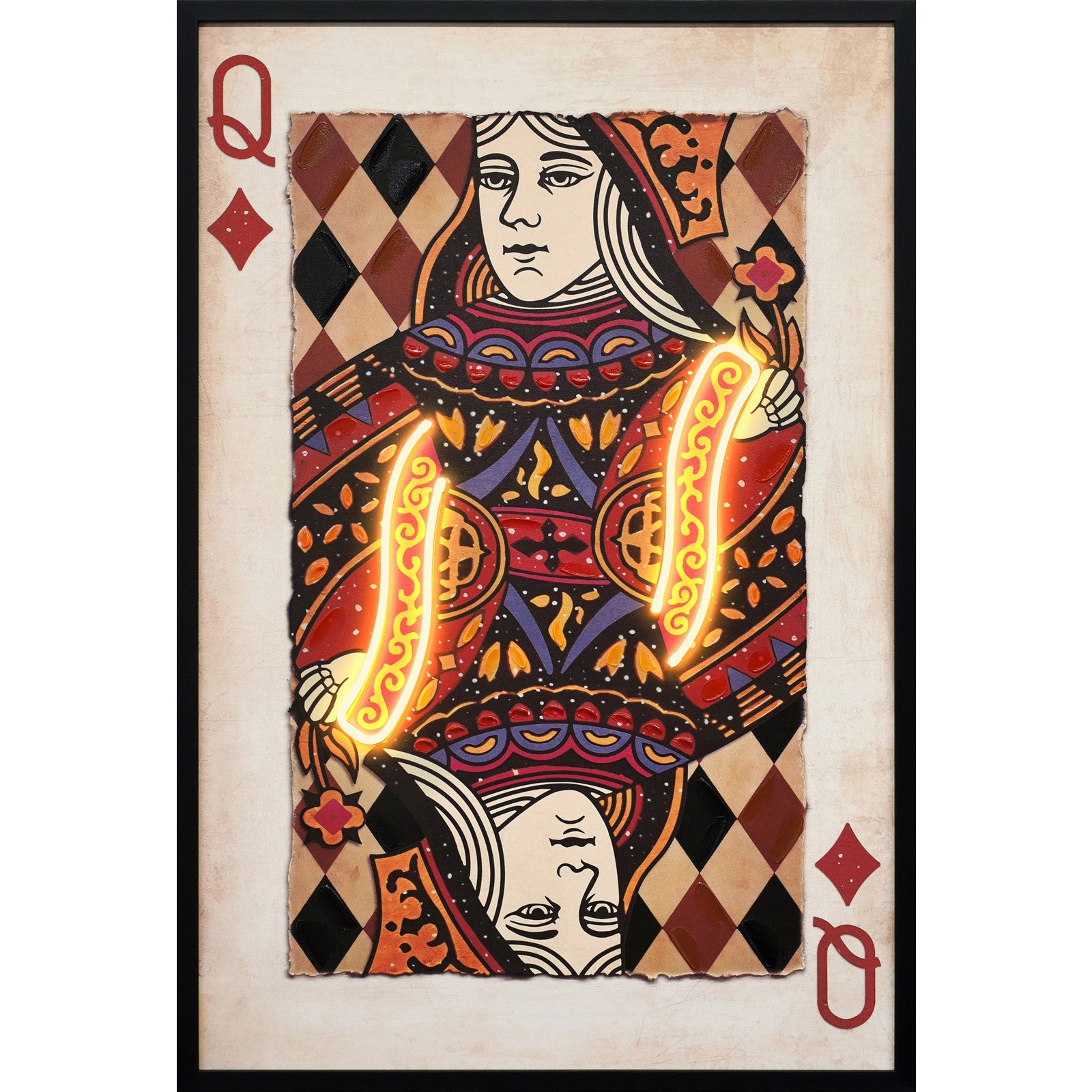 Classy Living Luminous Royal Card IV, Black/Ivory/Rust/Red/Orange
