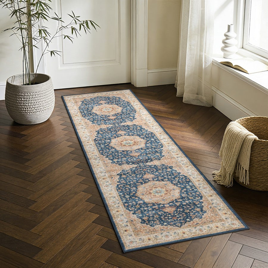 Haus Appeal Designs Hamford Medallion 2x7 Navy Runner Rug