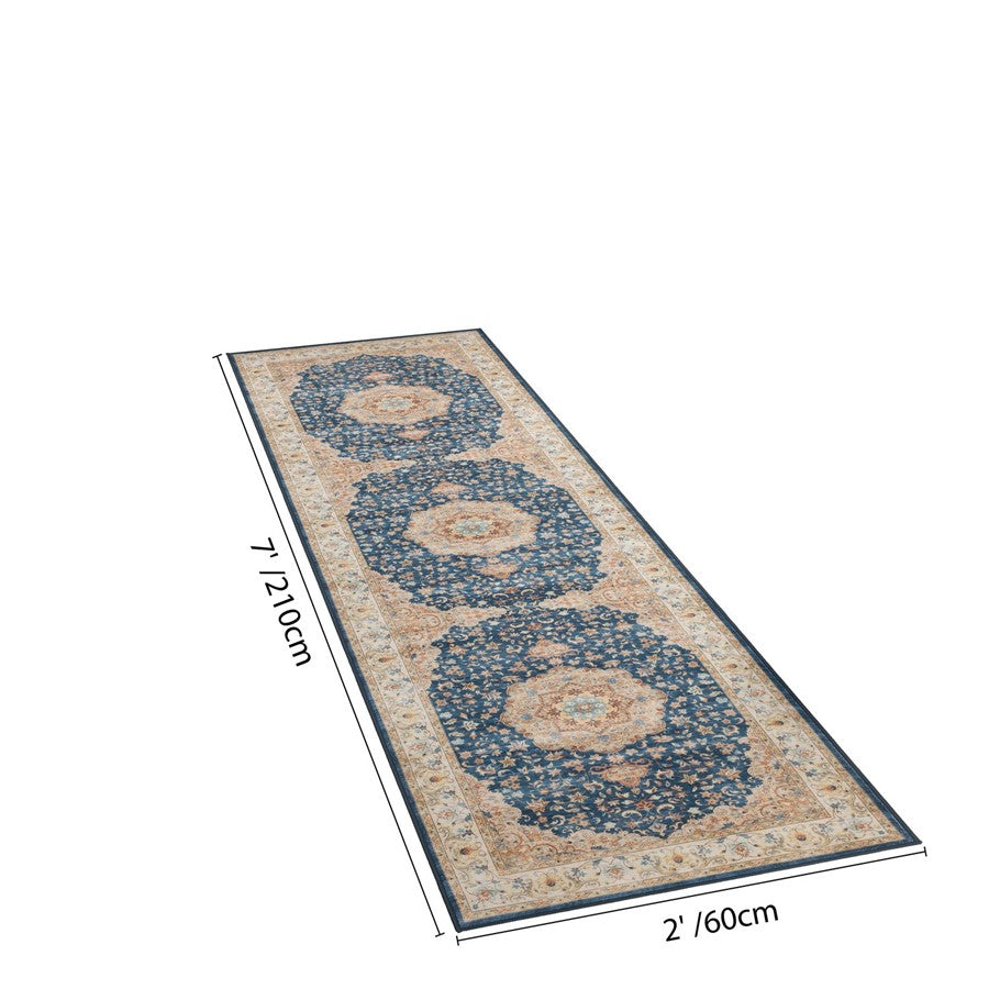Haus Appeal Designs Hamford Medallion 2x7 Navy Runner Rug