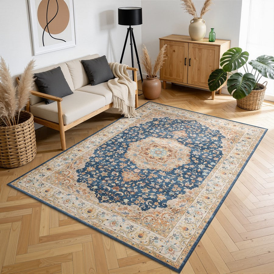 Haus Appeal Designs Hamford Medallion 9x12 Navy Area Rug