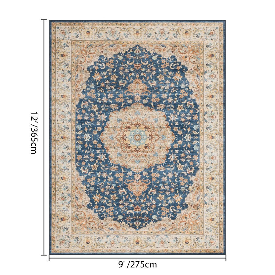Haus Appeal Designs Hamford Medallion 9x12 Navy Area Rug