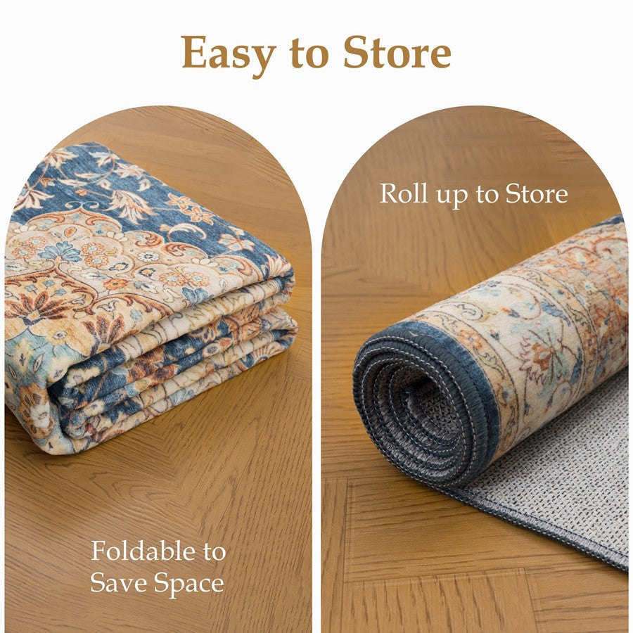 Haus Appeal Designs Hamford Medallion 9x12 Navy Area Rug