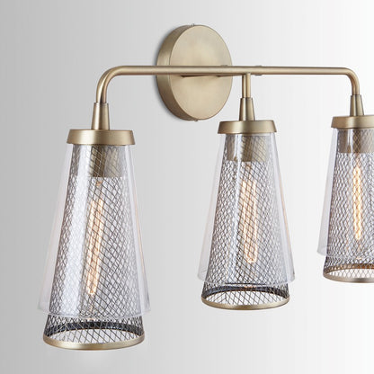 3 Light Bathroom Vanity Light, Aged Brass