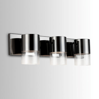 3 Light LED Bathroom Vanity Light, Black Chrome
