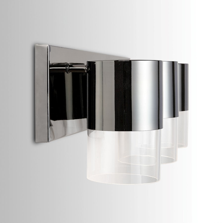 3 Light LED Bathroom Vanity Light, Black Chrome