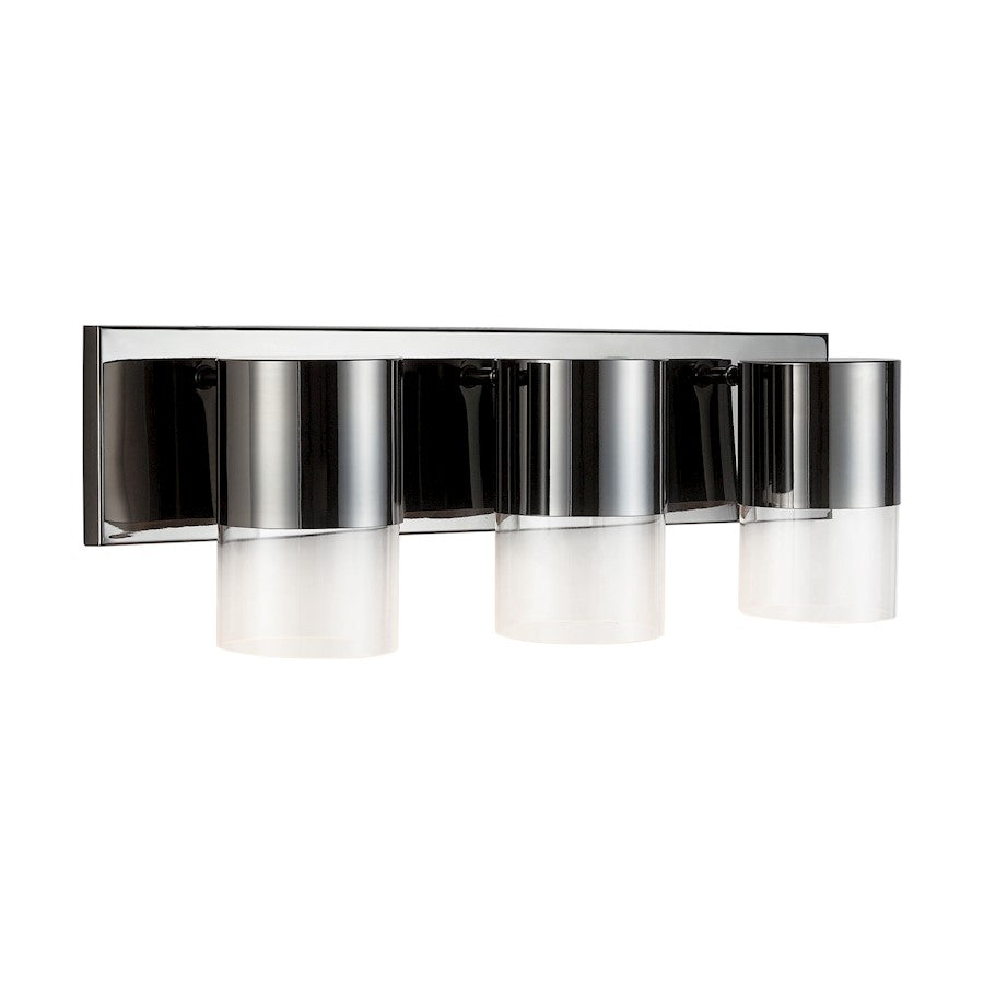 3 Light LED Bathroom Vanity Light, Black Chrome