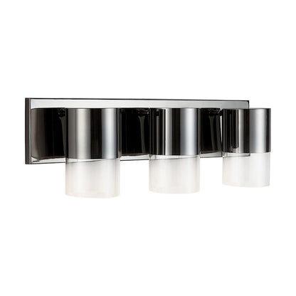 3 Light LED Bathroom Vanity Light, Black Chrome