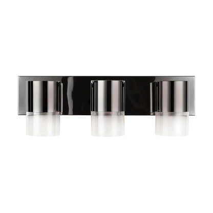 3 Light LED Bathroom Vanity Light, Black Chrome