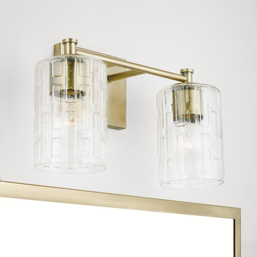 2-Light Bathroom Vanity Light, Clear Embossed
