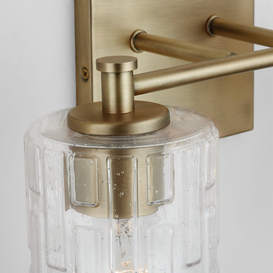 2-Light Bathroom Vanity Light, Clear Embossed