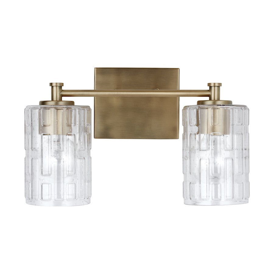 2-Light Bathroom Vanity Light, Clear Embossed