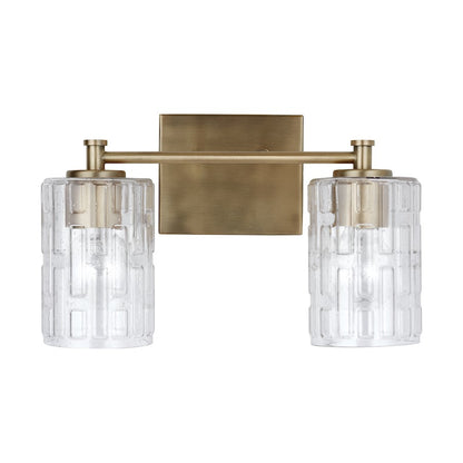 2-Light Bathroom Vanity Light, Clear Embossed