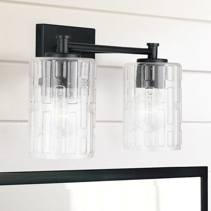 2-Light Bathroom Vanity Light, Clear Embossed