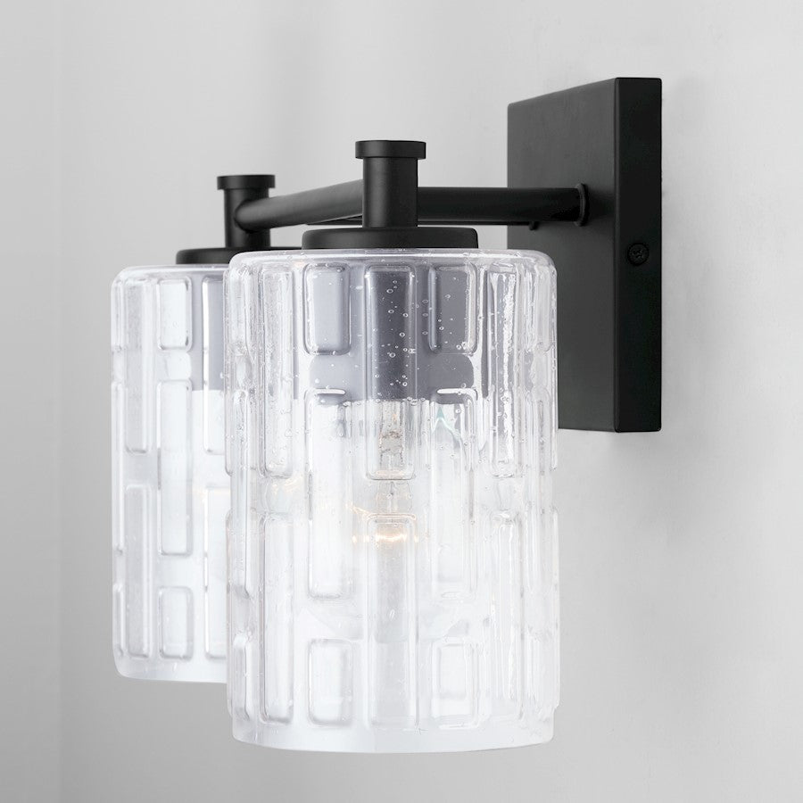 2-Light Bathroom Vanity Light, Clear Embossed
