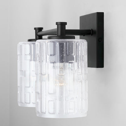 2-Light Bathroom Vanity Light, Clear Embossed