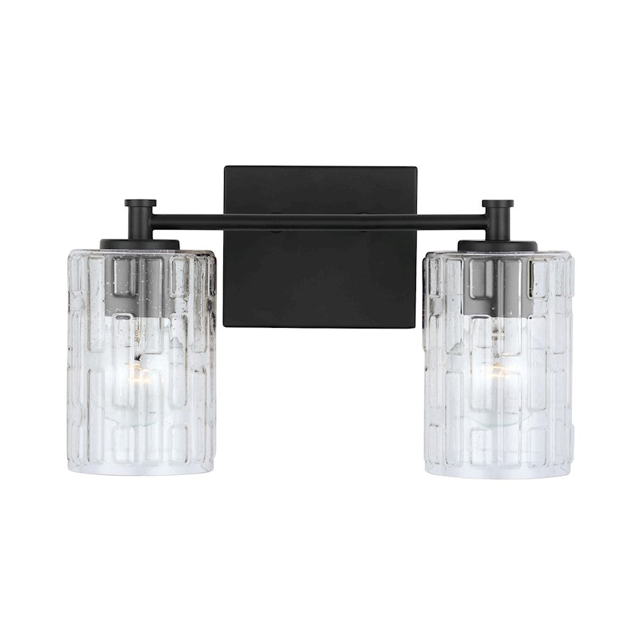 2-Light Bathroom Vanity Light, Clear Embossed